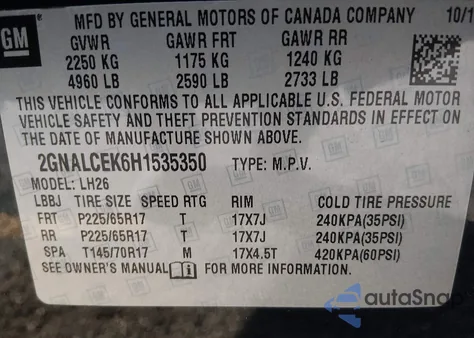 2017 Chevrolet Equinox Lt from USA, damaged, VIN 2GNALCEK6H1535350